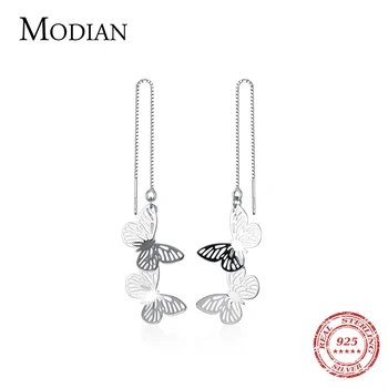 Modian osjetljivo slatki prekrasan leptir 925 sterling srebra viseće naušnice za žene Japanski stil moda naušnice fin nakit