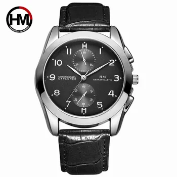 Hannah Martin Watch Men Top Brand Luksuzni Chronograph Explorer jednostavne muški ručni kvarcni sat Kožni remen Relogio Masculino