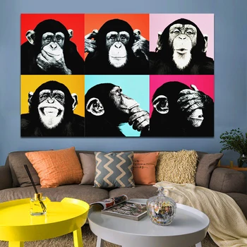 HD ispis šarene Crni majmun je životinja uljem home dekor za plakate i platno slike Cuadros dnevni boravak plakati