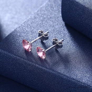 LEKANI kristali elementi leptir naušnice roze slatka piercing S925 srebro jednostavne fin nakit za žene i djevojčice