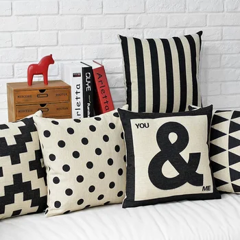 Nordijsko moderna crno bijeli geometrijski jastuk Jastuk lanena jastučnica kućni ukrasni jastuci
