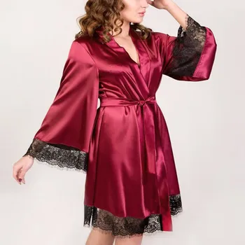 Regarder Night Dress Plus Size Robe Femme Women Sexy Svileni Kimono ogrtač za kupanje Babydoll Lingerie Set spavaćica#p3