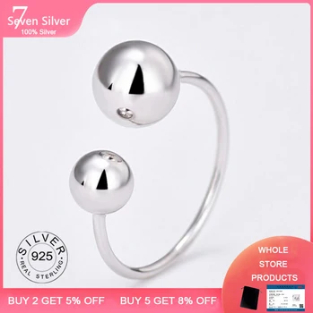 925 sterling srebra minimalistički dva zrna loptu novi modni jednostavan geometrijski otvoreni prsten za žene moda vintage nakit