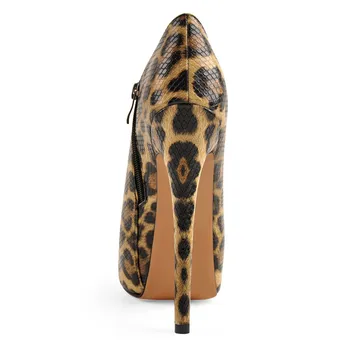 Onlymaker ženska platforma Leopard i crna gležanj booties tanke visoke potpetice čipke Štikli strani munje seksi dama čizme