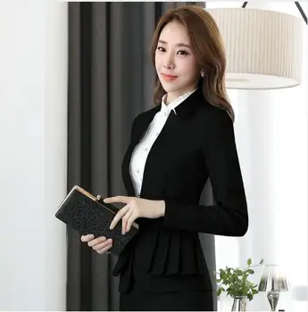 Elegantan i trendy ženske blazers jesen temperament dugi rukav, crna siva jakna office dame plus size radna odjeća kaputi