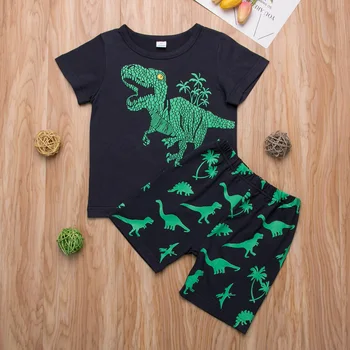 Dijete Djeca Dječji dječaci djevojčice dinosaur ljetna odjeća t-shirt majice+kratke hlače kit opremanja 2 komada pidžama casual odjeća za 2-7Y