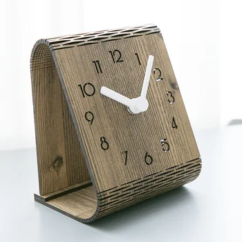 Kreativni drveni stol sat modernog dizajna Spavaća soba dekoracije Stolni satovi za studentske ureda Desktop sat Home Decor