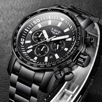 2020 New LIGE Muške Watches Top Brand Luxury Watch vodootporan vojni sportski satovi muški potpuno čelične kvarcni sat Relogio Masculino