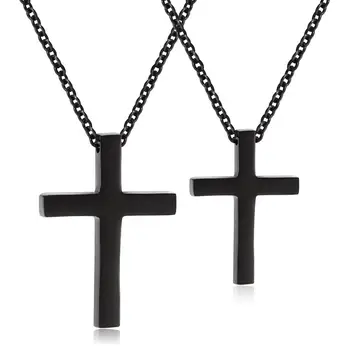 Križ ogrlica muška crnog zlata od nehrđajućeg čelika križ privjesak ogrlica cm krug