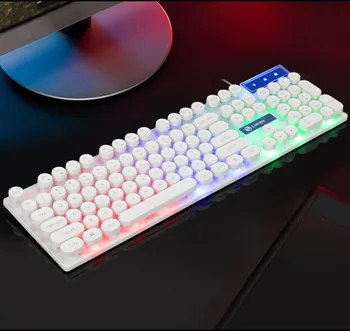 HXB Gaming Keyboard Luminous gamer Keyboard USB Wired Round Punk Waterproof Retro Game Keyboard PC stolno računalo prijenosno računalo