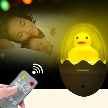 US EU Plug Slatka Yellow Duck LED Night Light Sensor Control Dimmable Wall Lamp Remote Control For Home Bedroom Baby Children Kids