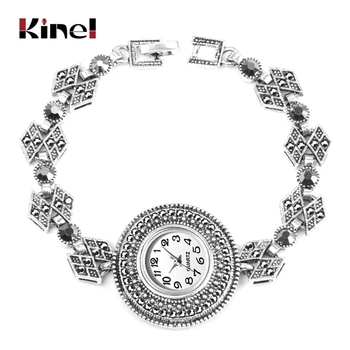 Кинель 2020 modni satovi za Antičku srebrna boja luksuzni svijetle Crna Crystal narukvica ručni satovi vintage nakit