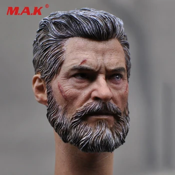1/6 male old tough man head sculpt with hair battle damage head model Hugh Jackman fit for 12
