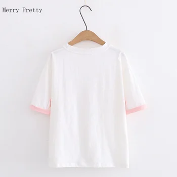 Pink Tvrdi Crtani Zec Ispis Slatki Mike Žene Vrhovima 2020 M-L Slobodan Pamuk Ženski Korejski Stil Kawai Dame Majice