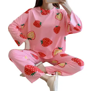 Ženska kućna odjeća s dugim rukavima pulover top dva dijela pidžame odijelo dame pamučne pidžame Ženske jesen pidžama nove