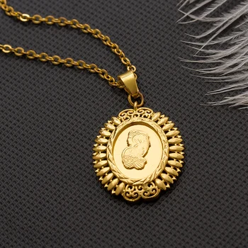 WANDO etnička naša dama ogrlica za muškarce/žene stranka darove nakit ogrlica zlatna boja Afrika Eritreja nabijen krugu 5 mm širina N9