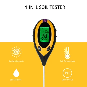 4 u 1 digitalni ph metar tla monitor vlažnost tla, temperatura sunčeva svjetlost tester metar kiselost mjerenje vlažnosti vrtni alat