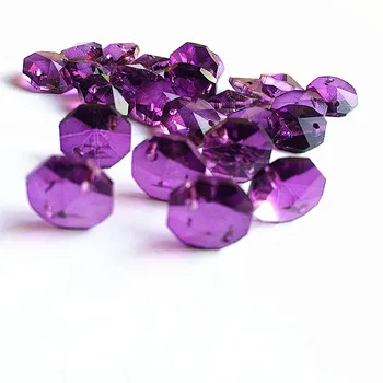600шт tamno ljubičasta 14 mm kristalno staklo osmerokut Chandelie perle u 2 rupe Diy vlasi vijence pribor Crystal zavjese perle
