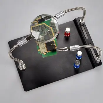 Magnetska montažna ploča držač pomažući ruke lemljenje Treća ruka s povećalom